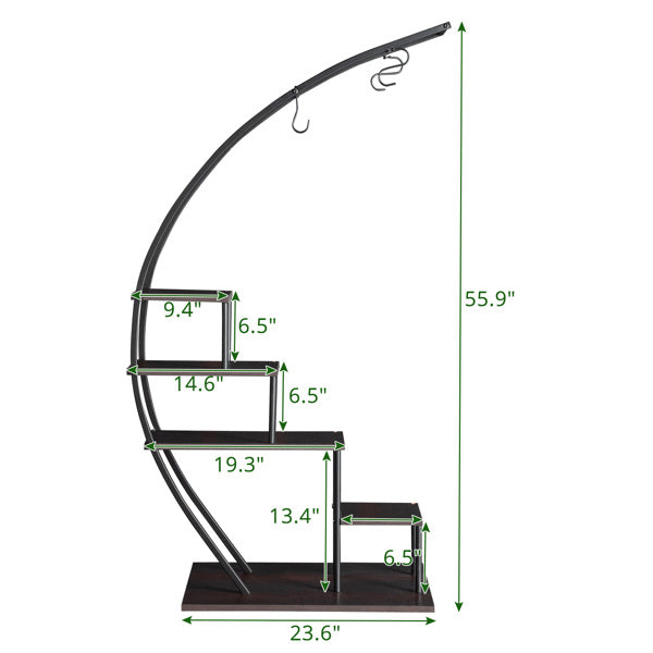 2pcs- 5 Layers Semicircle Iron Wood and Plant Stand