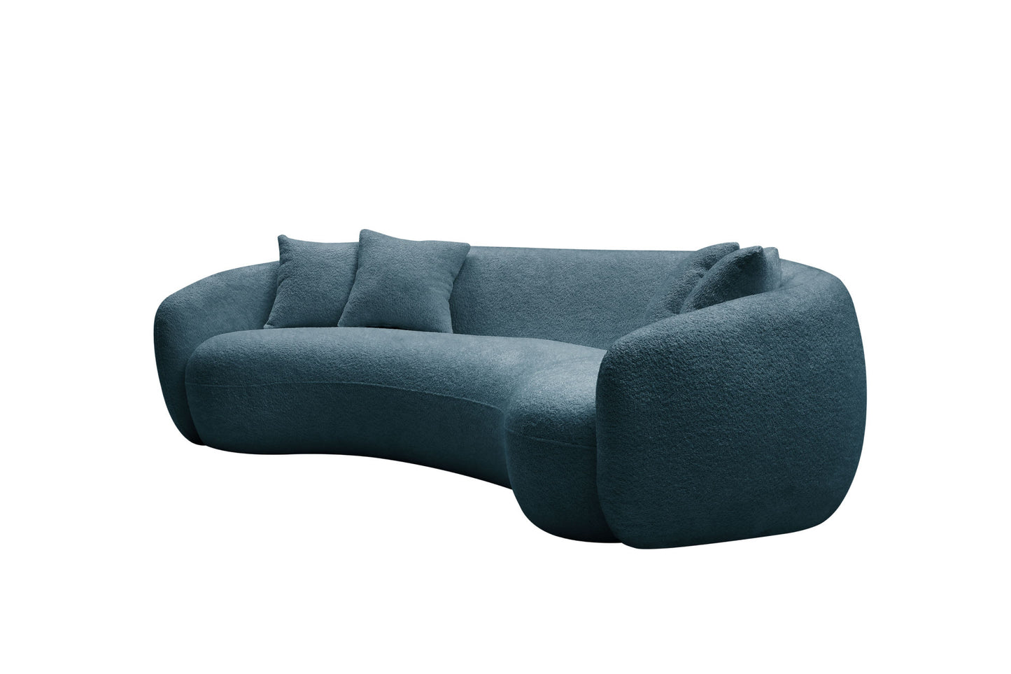 102'' Boucle Sofa Modern Sectional Half Moon Leisure Couch Curved Sofa Teddy Fleece Velet Blue